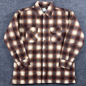 Vintage Arctic Circle Men's Flannel Button‎ Up Shirt Size XL Brown Plaid